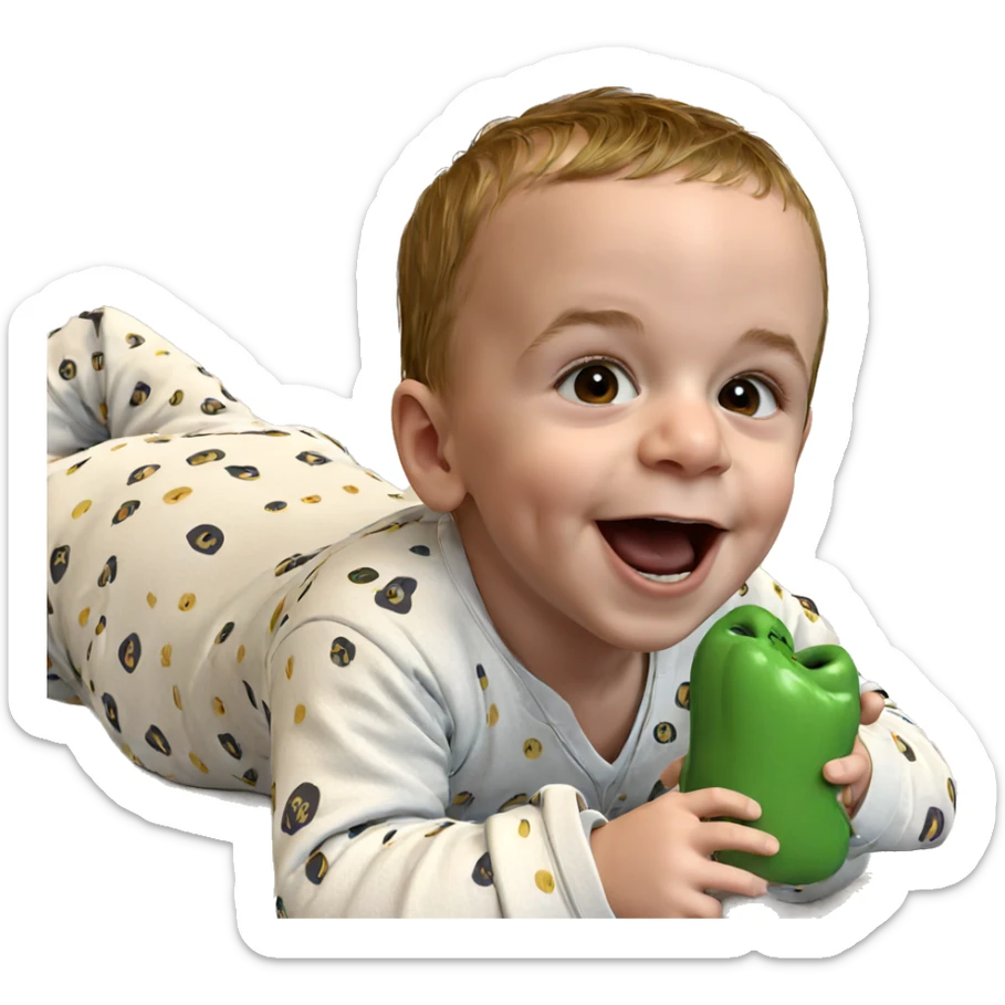 smiling boy in pajamas sticker