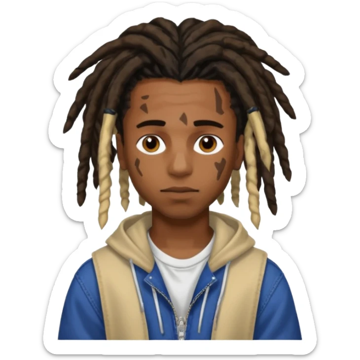 black male with dreads and a birthmark on his left cheek playboi carti sticker