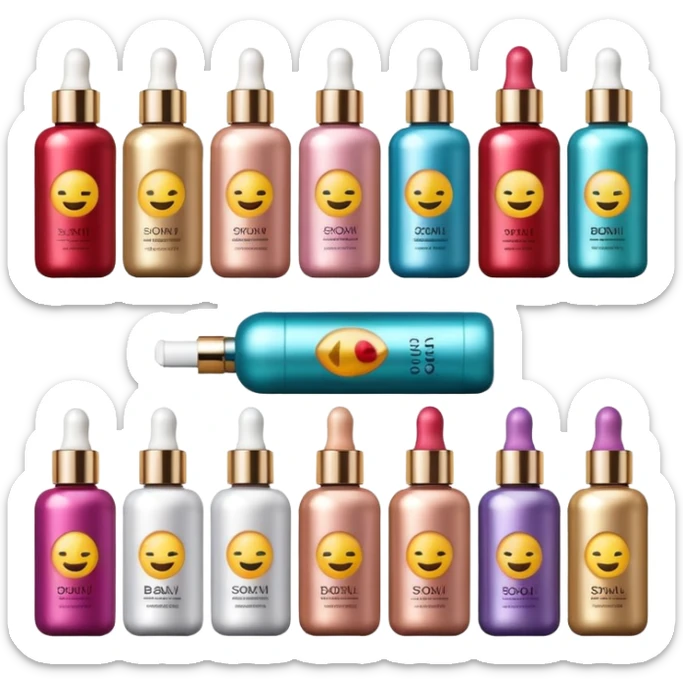 emoji of luxury brand labeled beauty products sticker