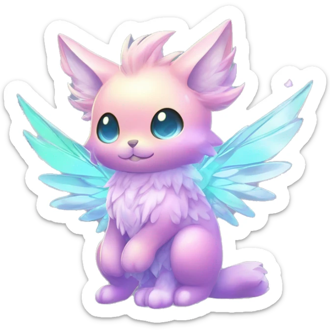 Shiny Shy Cool Sparkly Colorful Pastel beautiful fantasy Kawaii Ethereal Sona Fakemon-animal Full Body sticker