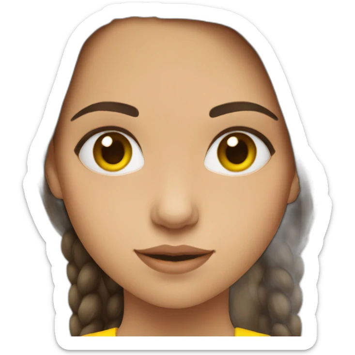 Ukrainian girl with brown hair and flag on her cheek sticker