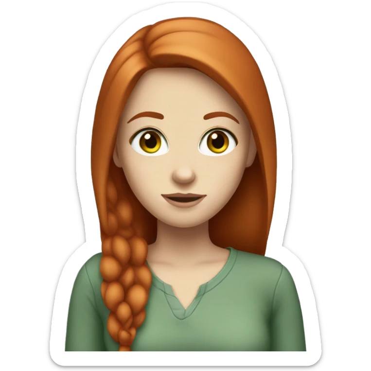 White Girl with straight red hair and brown-green eyes sticker