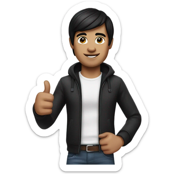 memoji of a black-haired man with white skin, about 25 year old , giving a thumbs up sticker