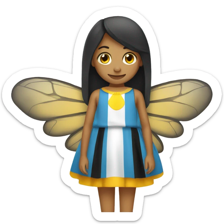 Create an emoji of a bee dress in the Argentina flag sticker