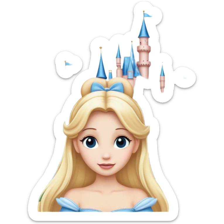 Long blonde hair fairy wearing Minnie ears in front of Cinderella’s castle  sticker