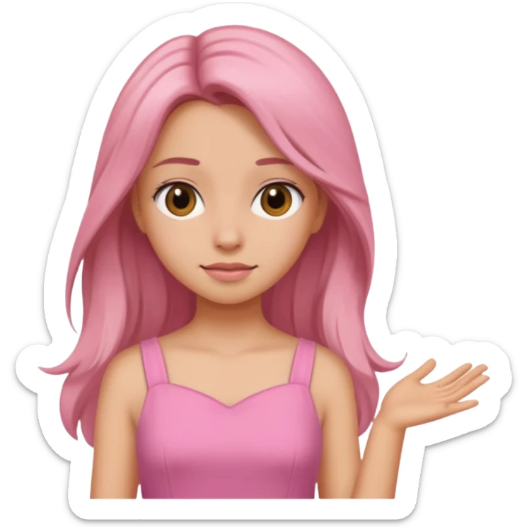 Girl with loose hair in a pink dress sticker