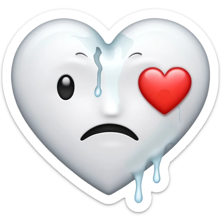 The heat broken emoji in white with sticky white liquid Ozzing out of it sticker
