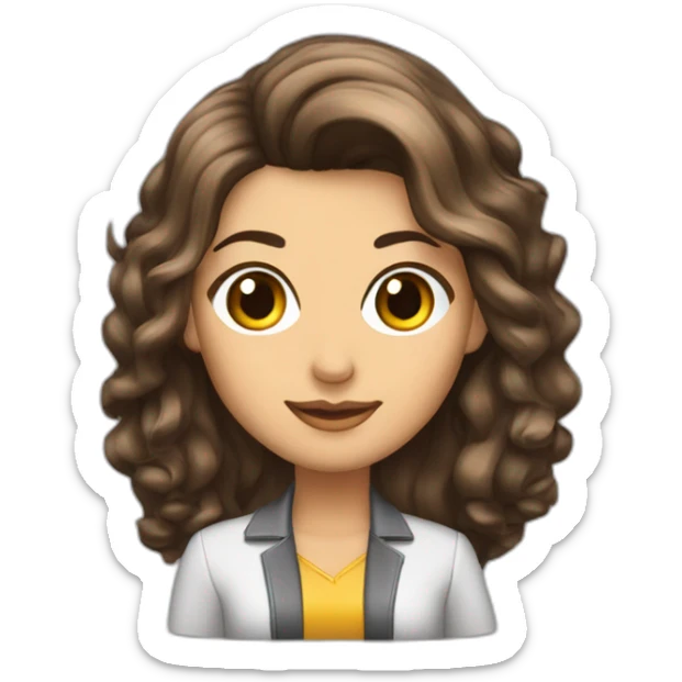 Empresaria Chica morena con pelo más largo de un lado con mechas pelirroja sticker