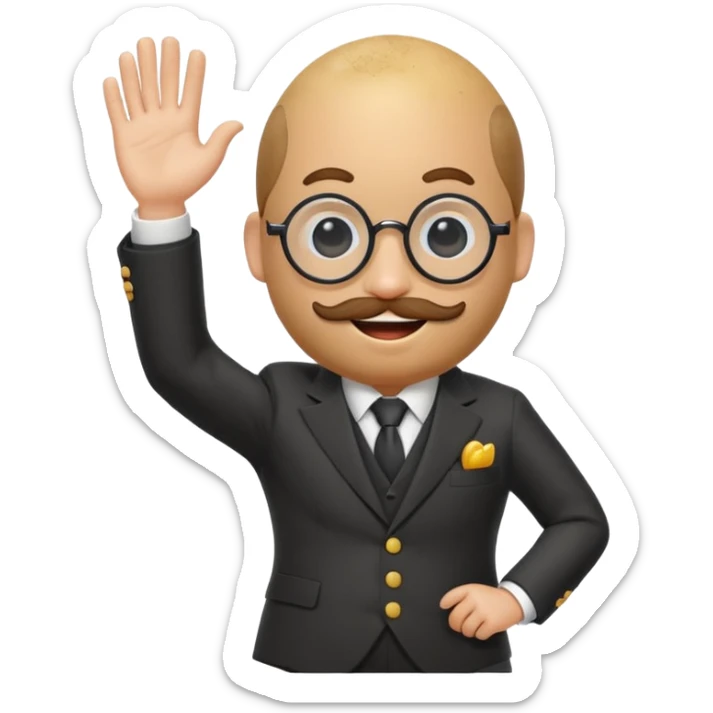 memoji-style potato in a suit and monocle, waving like a presidential candidate sticker