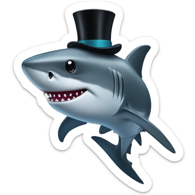 Shark with a top hat sticker