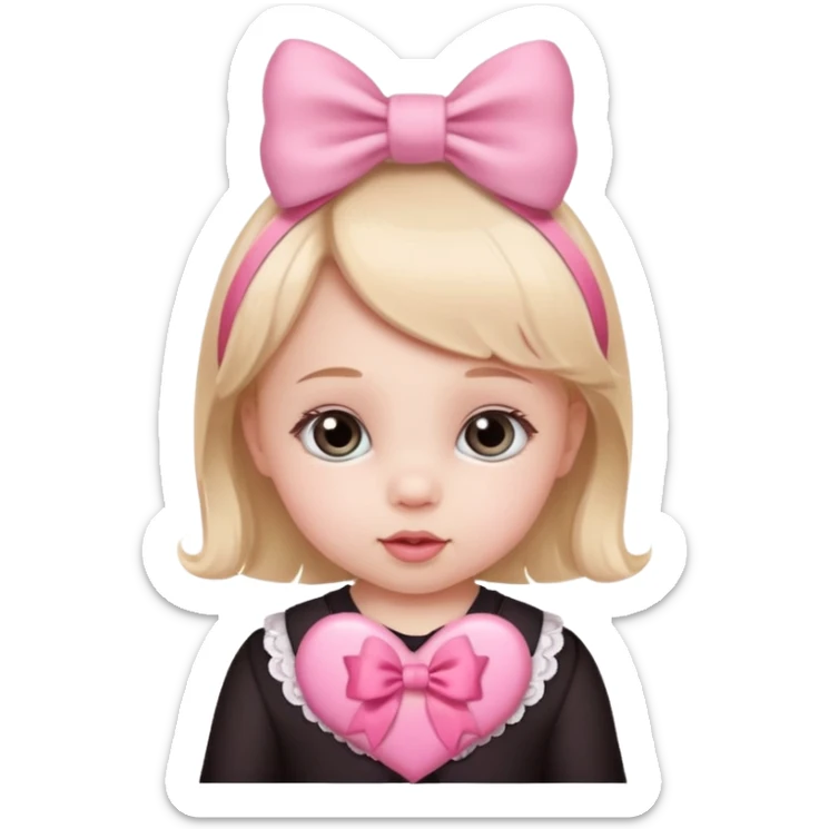 baby girl on a paper background with valentines day decor sticker