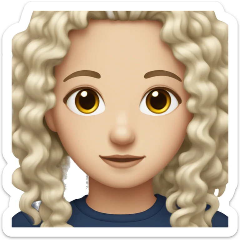 White girl with navy blue curly hair and brown eyes sticker