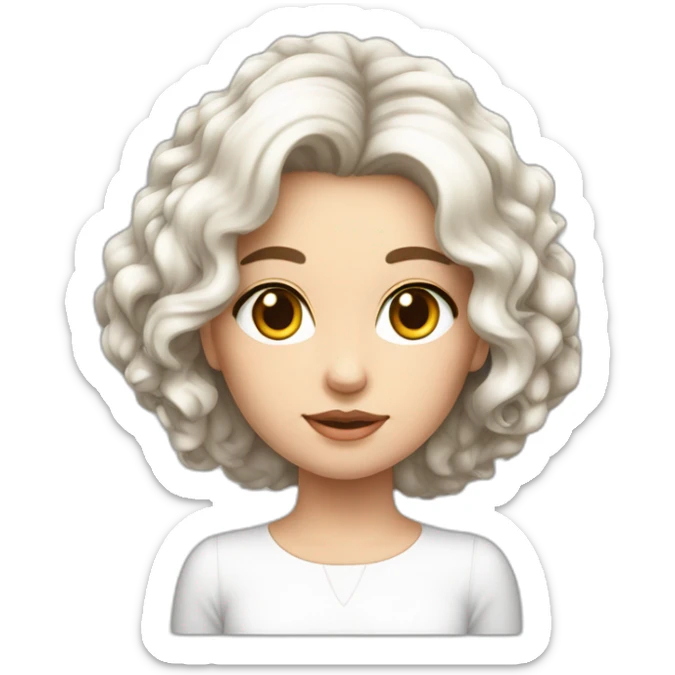 Fille blanche avec cicatrice de brulure à la joue avec des cheveux court marrons sticker