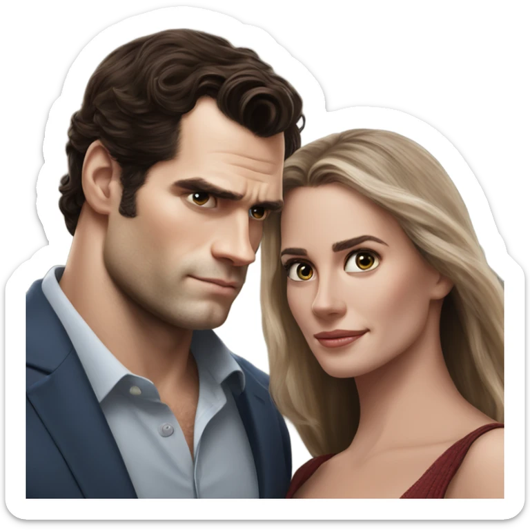 realistic photo of Henry Cavill holding hands with a beautiful woman  sticker