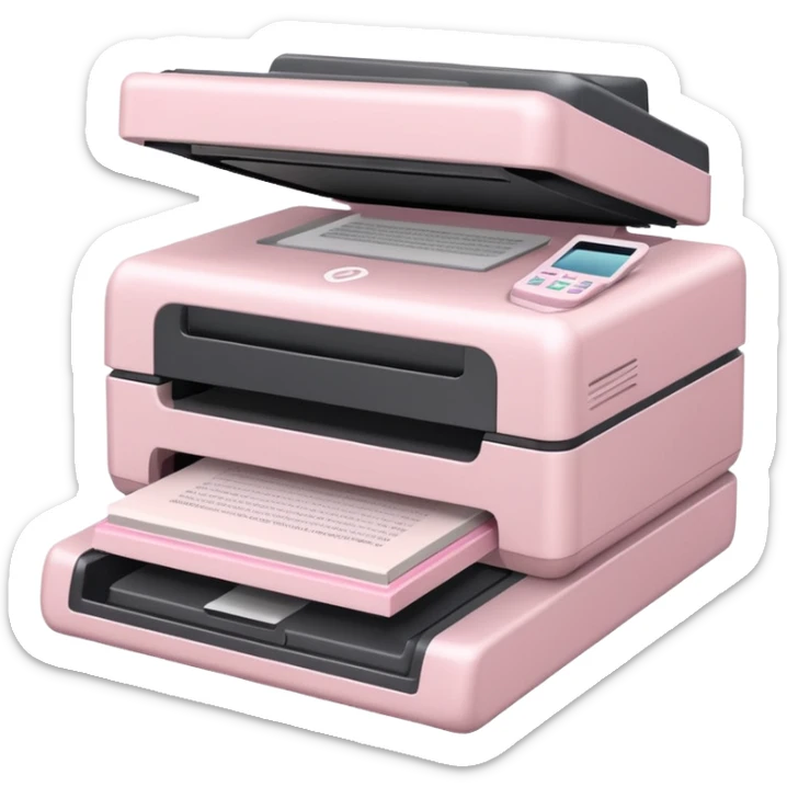 light pale Pink Books Scanner Printer sticker