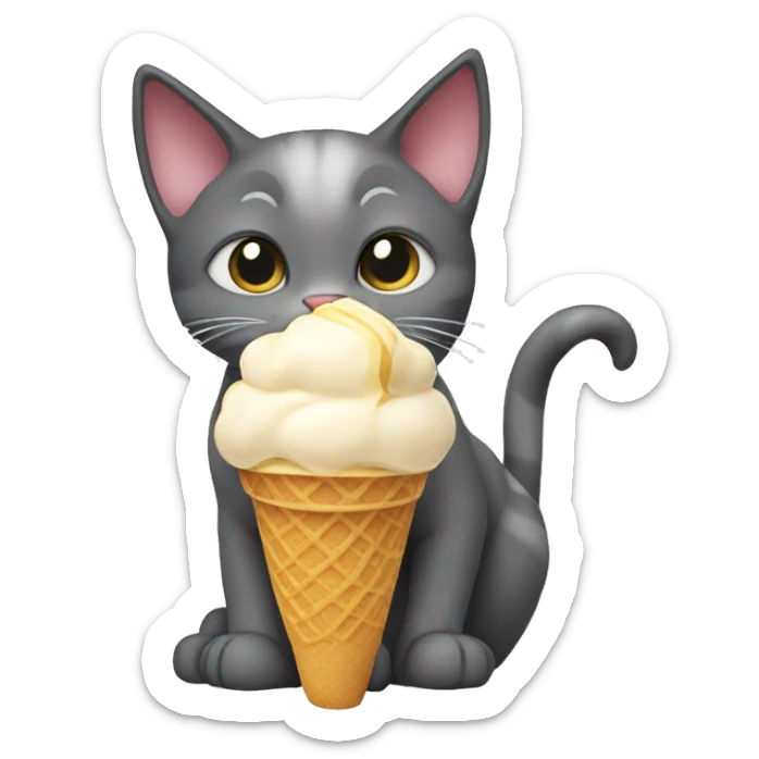 Cat eating ice cream sticker
