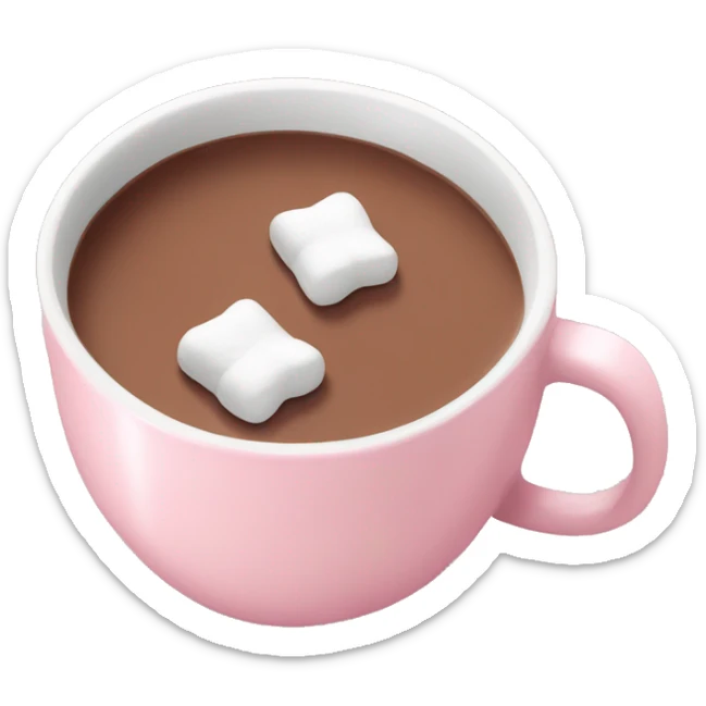 Light Pink mug of hot chocolate with marshmallows  sticker