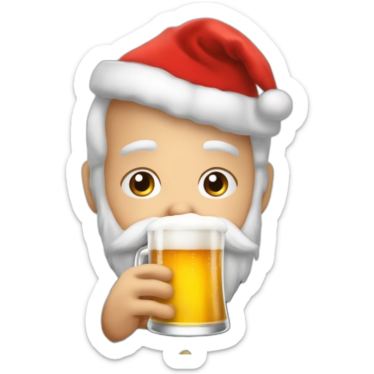 Père Noël qui offre un verre de bière à un enfant comme cadeau sticker