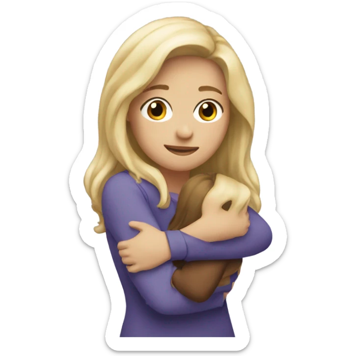 The woman blonde hugs the girl with brown hair  sticker