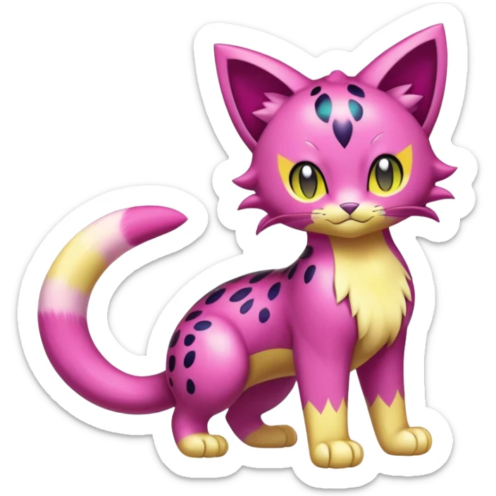Shiny Colorful Liepard-Skitty-Delcatty-Pokémon-Fakémon-hybrid-creature (full body) sticker