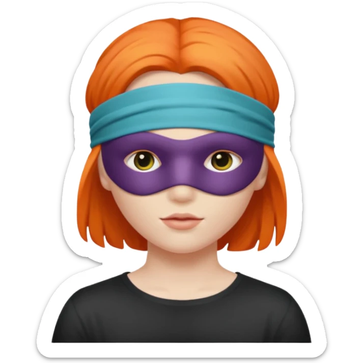 Blindfold person with different colors of hair. No trusting games with people blindfolded behind steering wheel sticker