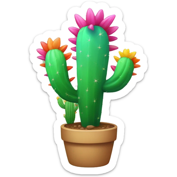 Rainbow cactus sticker