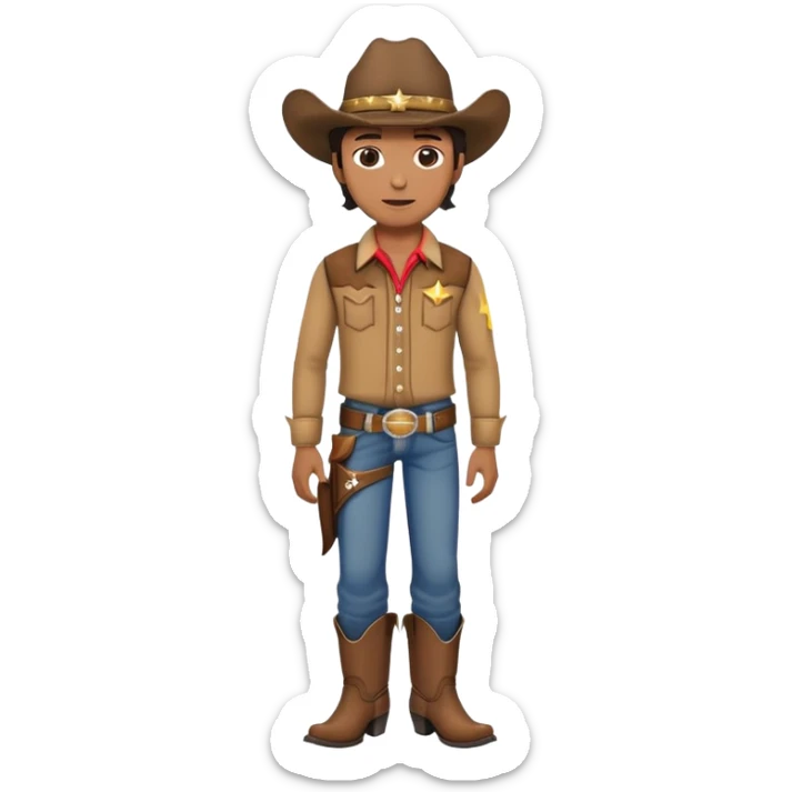 Cowboy with a star on his shirt, wearing a cowboy hat and boots sticker