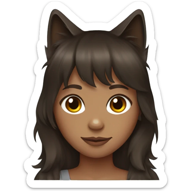 Black Maine coon cat  in woman with brown hair and bangs arms sticker