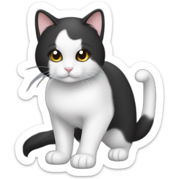Cute Tux cat and The tail is always raised and the tip of the tail is white sticker