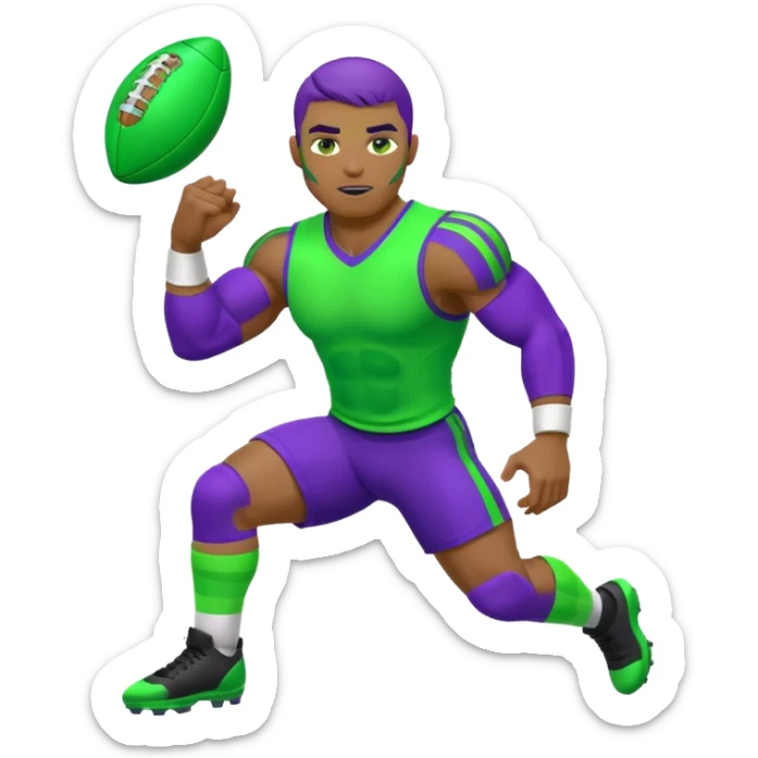  sports icon in neon purple and green, football sticker