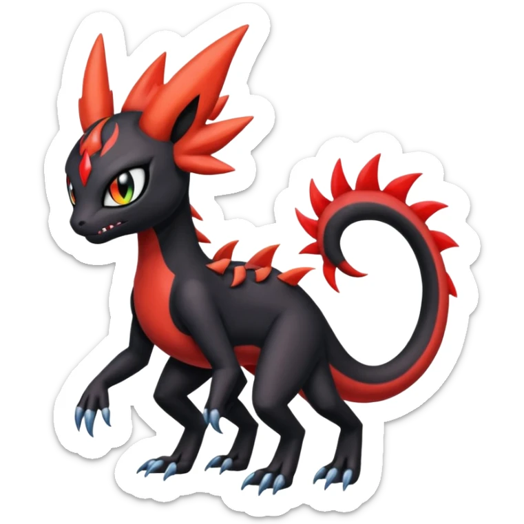 Colorful Cool Badass  Meloetta-Litten-Salandit-Guilmon-Darkrai-Pokémon-Fakémon-fusion-hybrid-creature sticker
