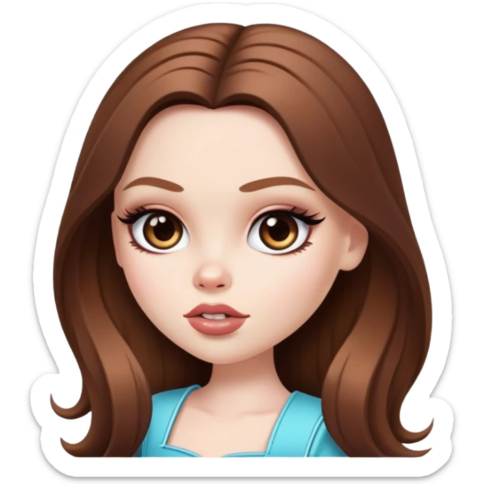 pretty bratz baddie, long brown hair, pale skin sticker