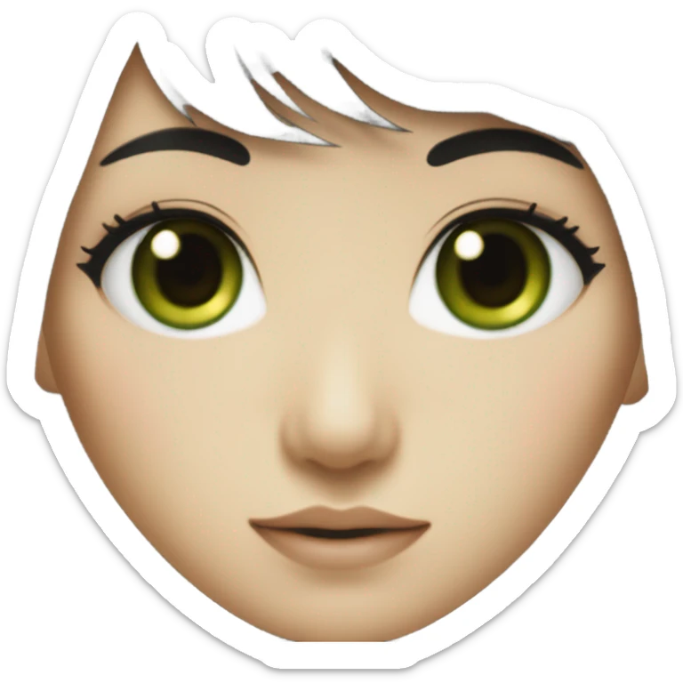 Beautiful girl,Black hair,long hair,Bang hair,Green eyes,Korean sticker