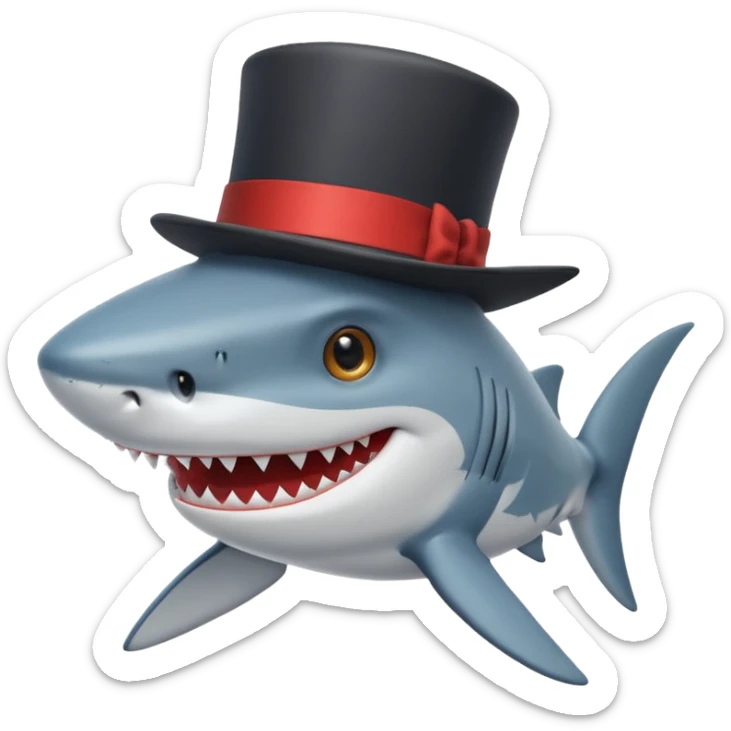 Shark with a top hat sticker