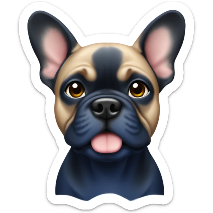 little French bull dog navy blue mixed with black with ears up sticker