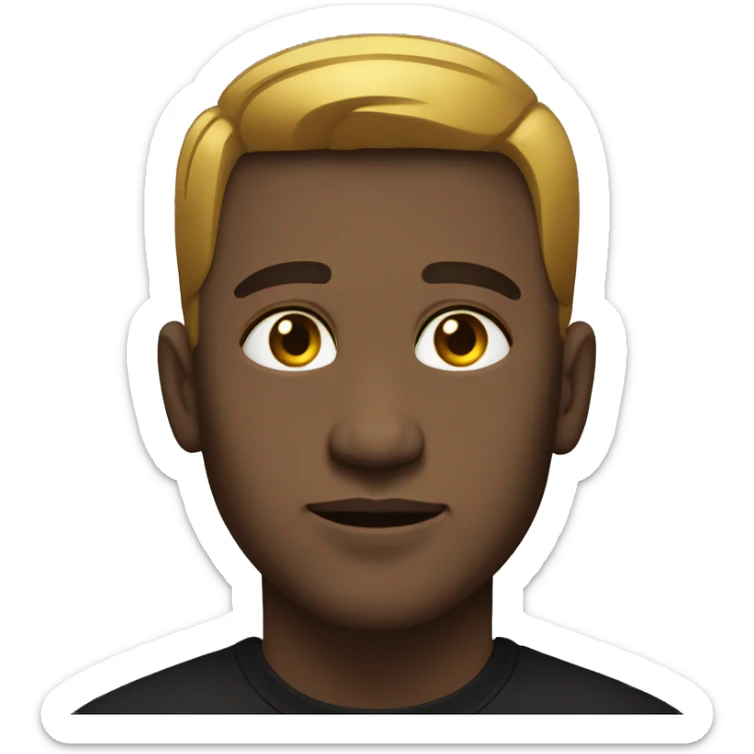 casual portrait of a male in black shirt with gold chain and short hair with a fade sticker