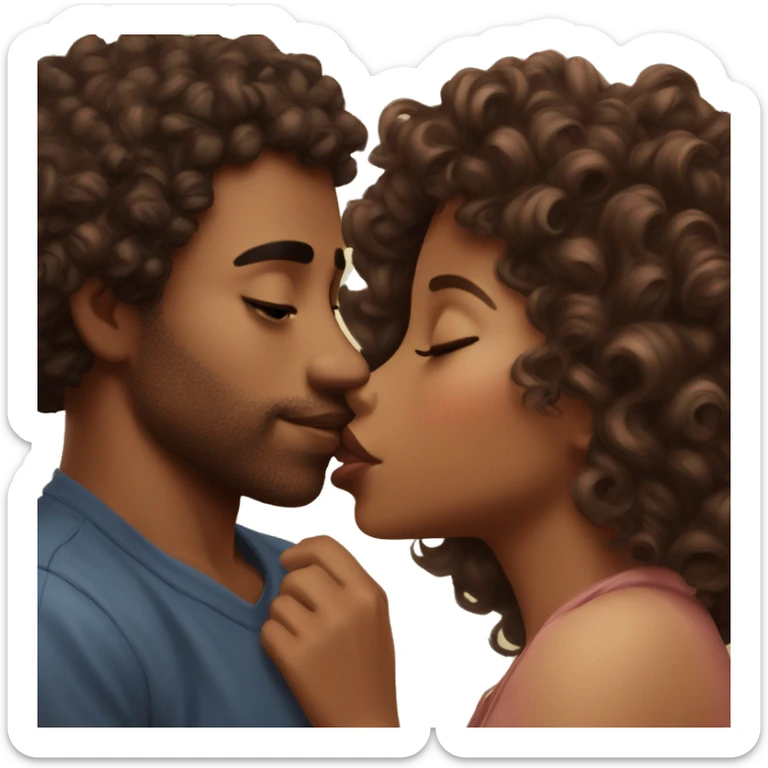 Me kissing my beautiful brown skin girlfriend with curly hair sticker