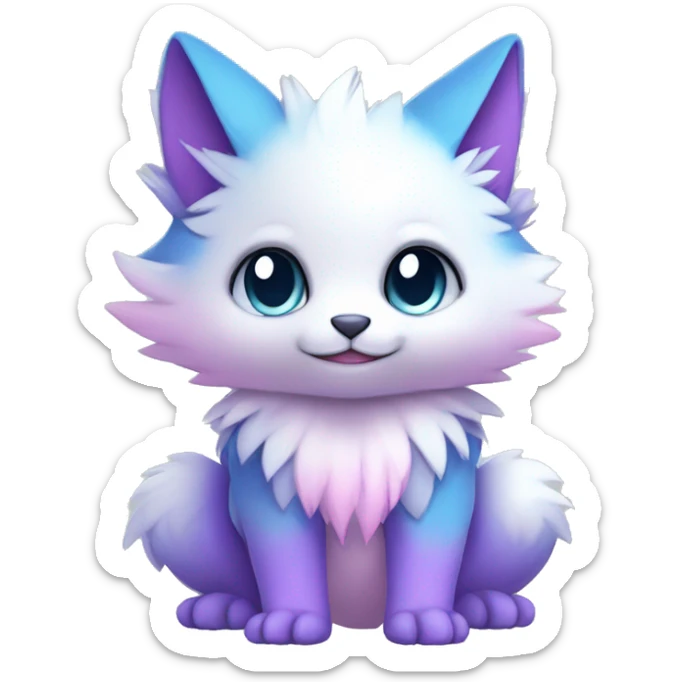 Cute cool white blue purple pink animal hybrid Fakemon full body sticker