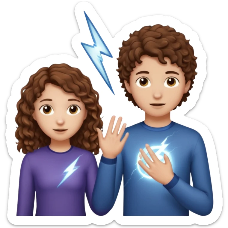 a 15 year old girl with brown curly hair but she has lightnings in it with a brown haired boy who gave her a promise ring sticker