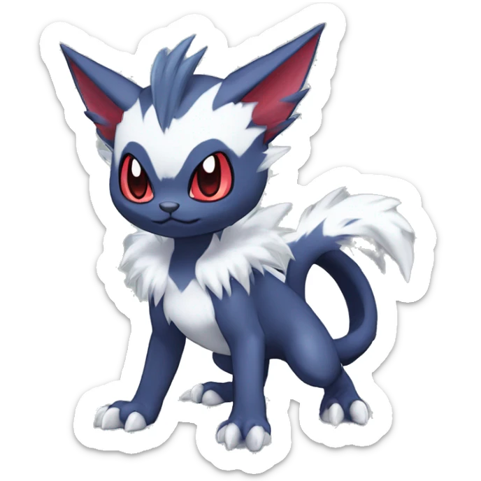 Edgy Cool Chibi Sneasel-Nargacuga-Absol-Pokémon-Fakémon-fusion-cat Full Body sticker