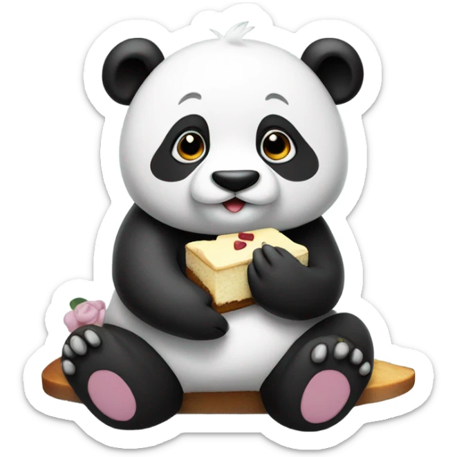 Panda eating cake sticker
