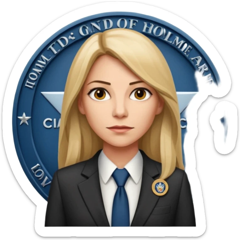 A CIA officer, looking like Carrie Mathison from the "Homeland" TV series, longer hair and CIA-like badge sticker