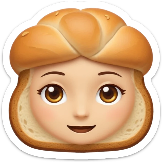 Sexy Bread emoji avatar, cute and minimalistic style, warm eyes and gentle smile, flat design, soft shapes, clean modern look, highly recognizable at small sizes, centered composition, transparent or solid background, app icon quality. sticker