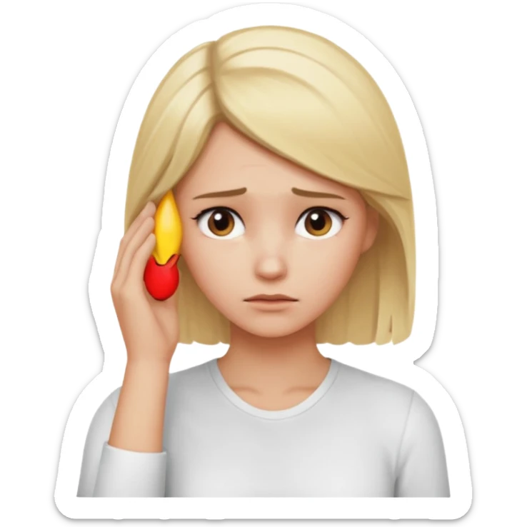 Cewe blonde yang lagi overthingking lalu ada satu tangannya memgang kepala keliatan setengah badan sticker