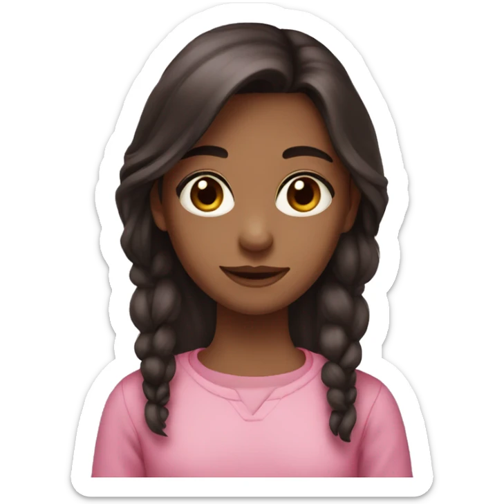 Girl with pink clothes,dark brown long hair ,big brown eyes sticker