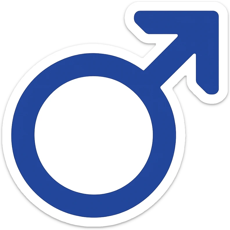 Create a minimal male gender symbol emoji in flat blue style, suitable for a Discord role icon, with transparent background. Keep the design simple and clear for small sizes. sticker