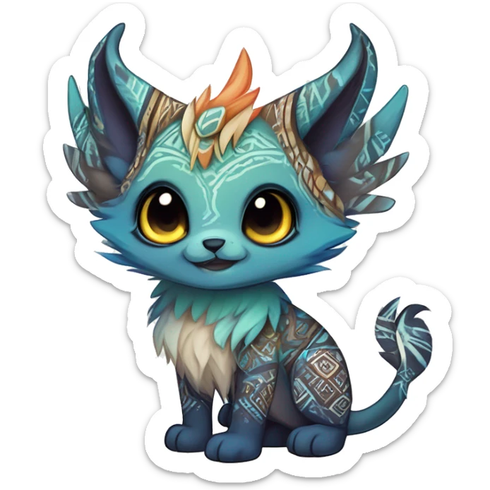 cute Kawaii edgy ethereal shy epic tribal fantasy animal fursona Fionbri creature by griffsnuff & LiLaiRa & Falvie with exotic colors with intricate patterns full body sticker