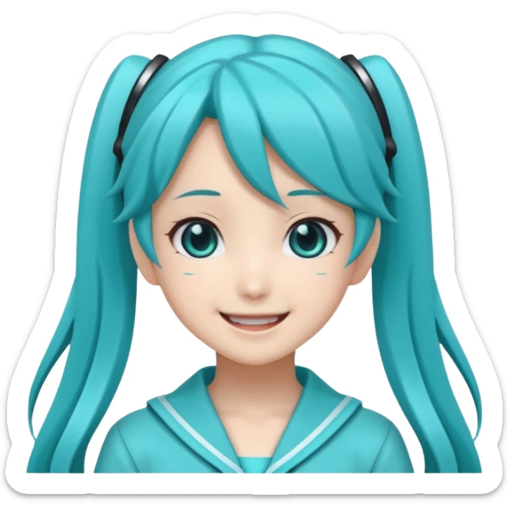 Hatsune Miku as a emoticon and is cute like an anime girl sticker