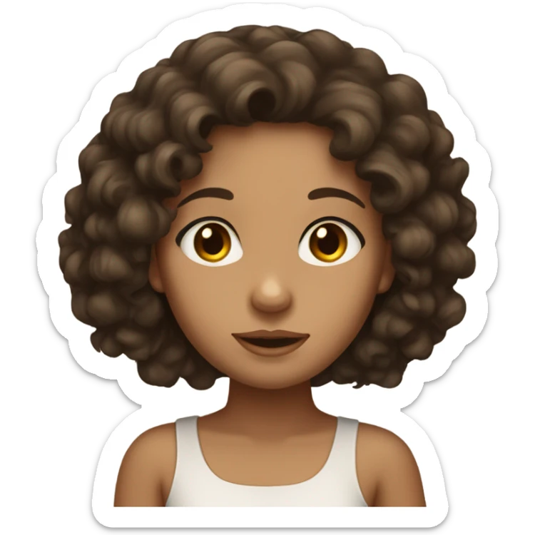 Tan skinned girl with dark brown curly hair and brown eyes sticker