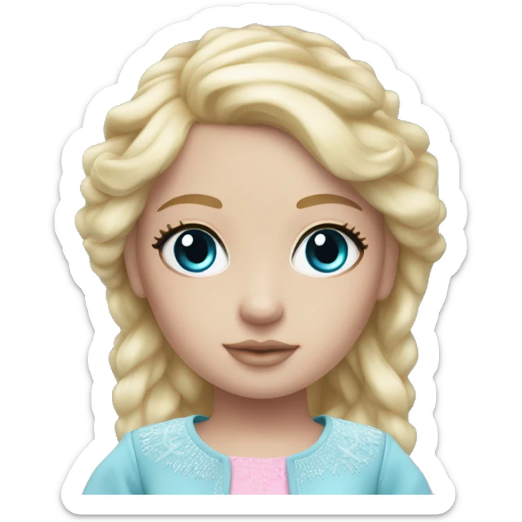 ocean blue doll eyes, blonde hair, feminine, pink, girl, angelic sticker